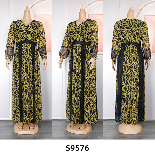 Maxy Plus Size African Party Dresses for Women New Fashion Dashiki Ankara Print Wedding Gowns Elegant Turkey Muslim Maxy Dress