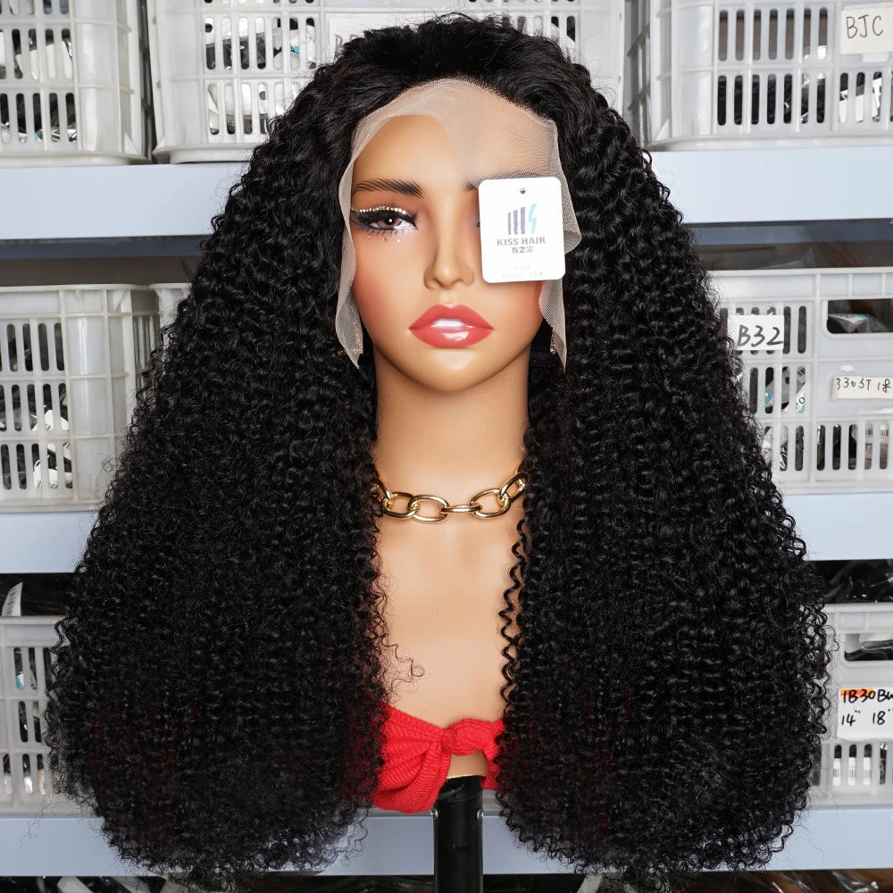 Maxy 300% Kinky Curly Human Hair Wigs 13*4 Lace Frontal Wig Remy Brazilian Human Hair Extension 4*4 Lace Closure Wigs 13*6 Thick Ends