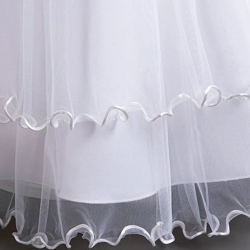 Maxy Princess Fashion Flower Girl Dresses for Weddings Short Sleeve Lace Bridesmaid Dresses Summer Children Girls Party Dresses 3-14 Years