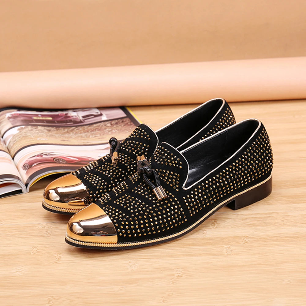 Maxy Autumn Metal Soup diamond COW LEATHER Luxurious Commercial affairs Customized Personality Party Socialize Shoes