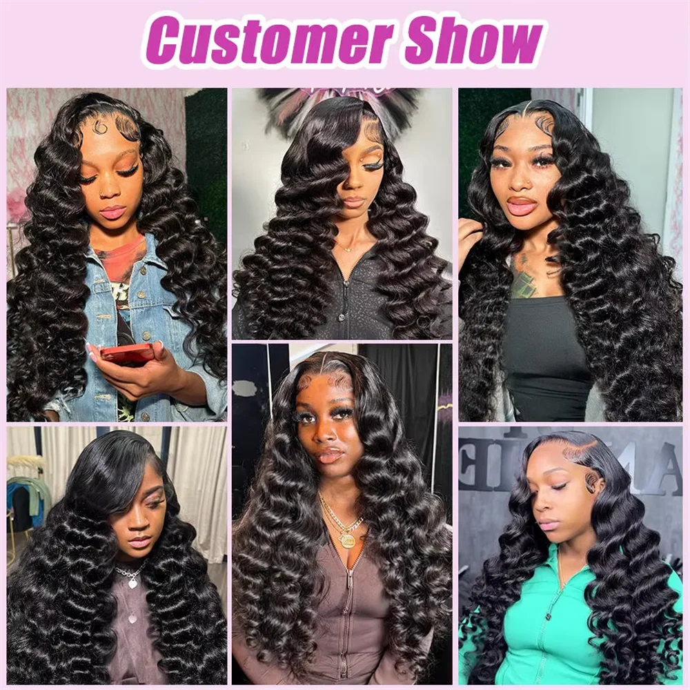 220 Density Transparent HD Loose Deep Wave Human Hair Wig 30 36 Inch Curly 13x6 Lace Front Wig Water Wave Lace Frontal Wigs