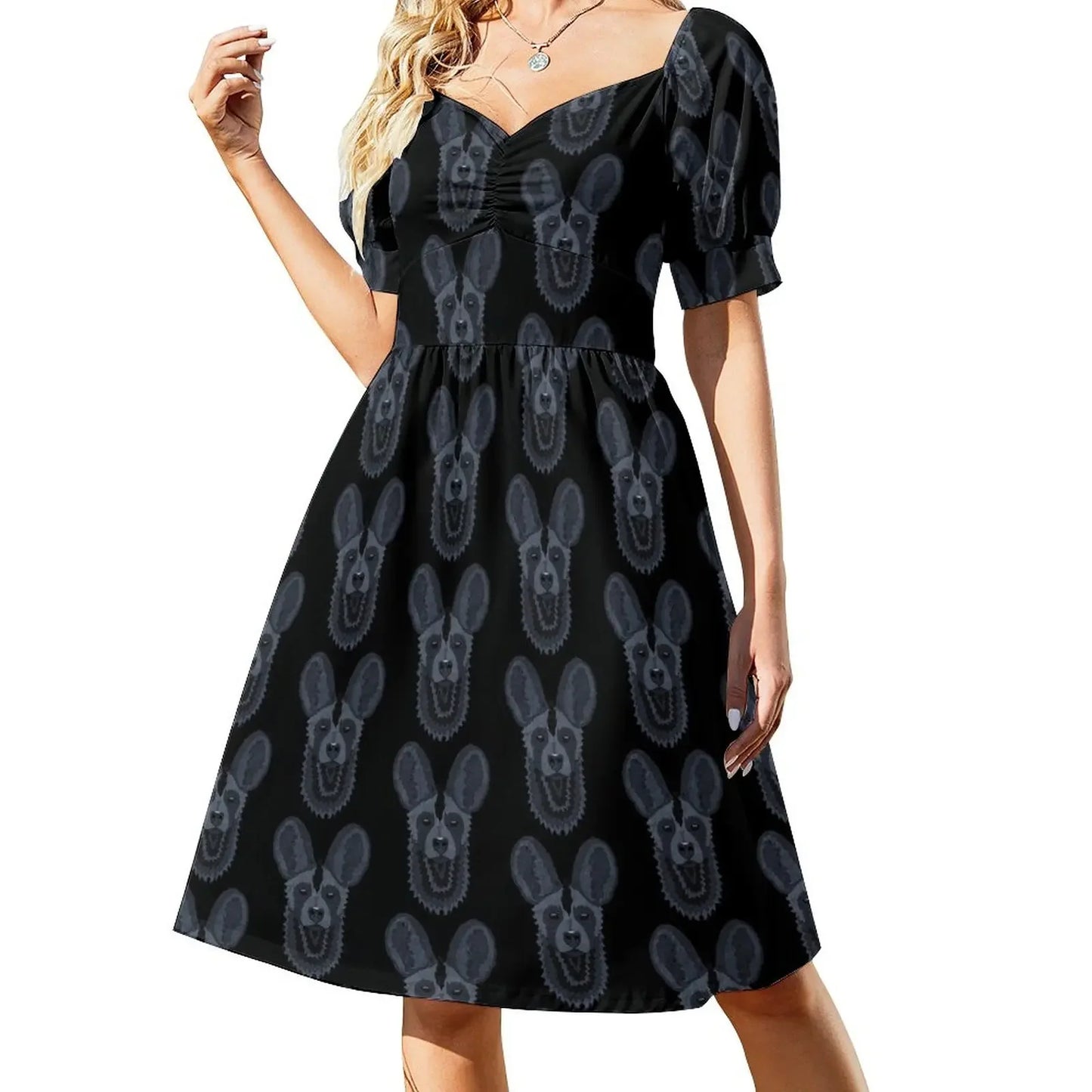 Amay Wild Dog - Blue Short-Sleeved Dress summer outfits for women chic and elegant evening dress