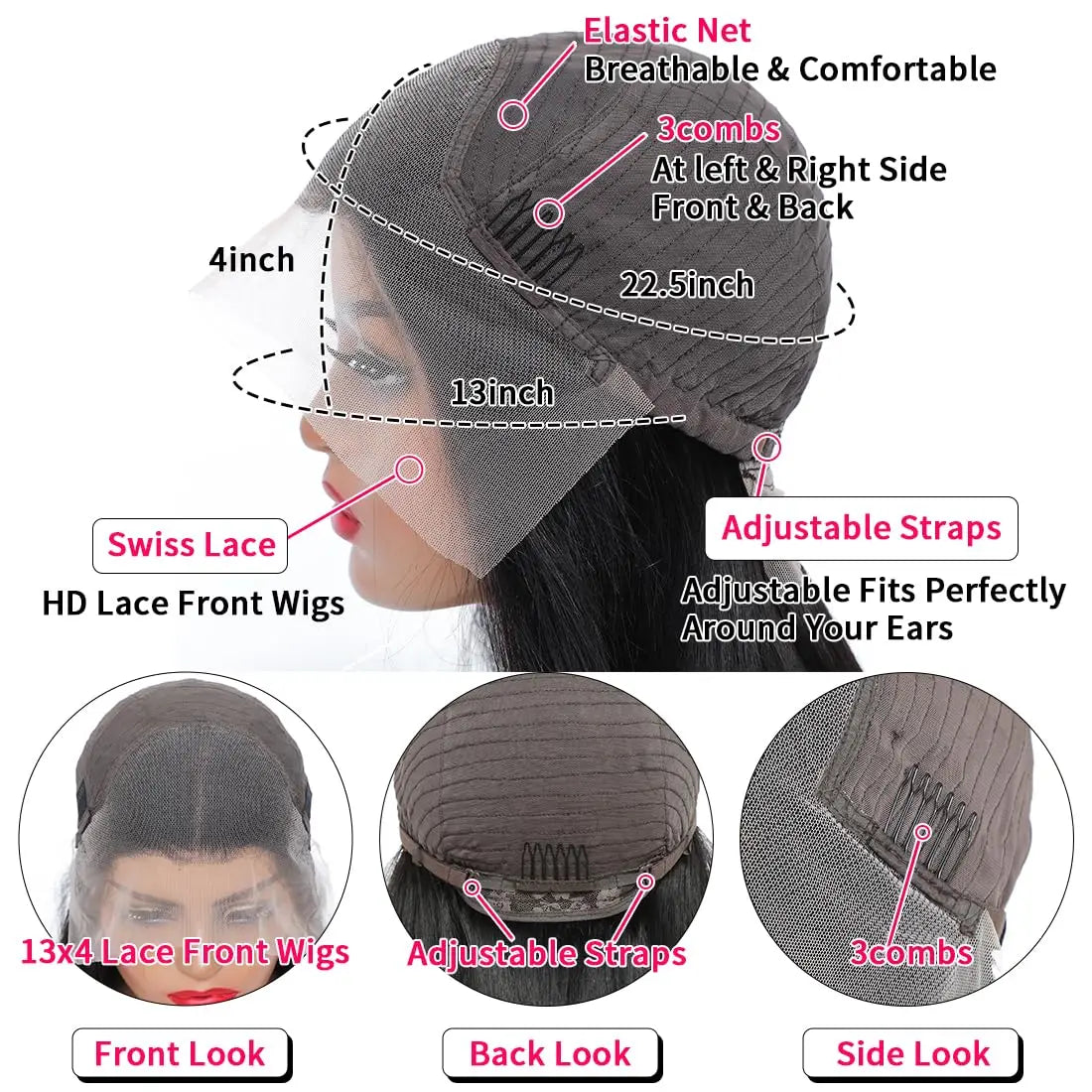 Maxy 13x6 HD Transparent Deep Wave Lace Front Wigs Human Hair Wigs for Women Glueless Brazilian Virgin Lace Frontal Wigs Human Hair