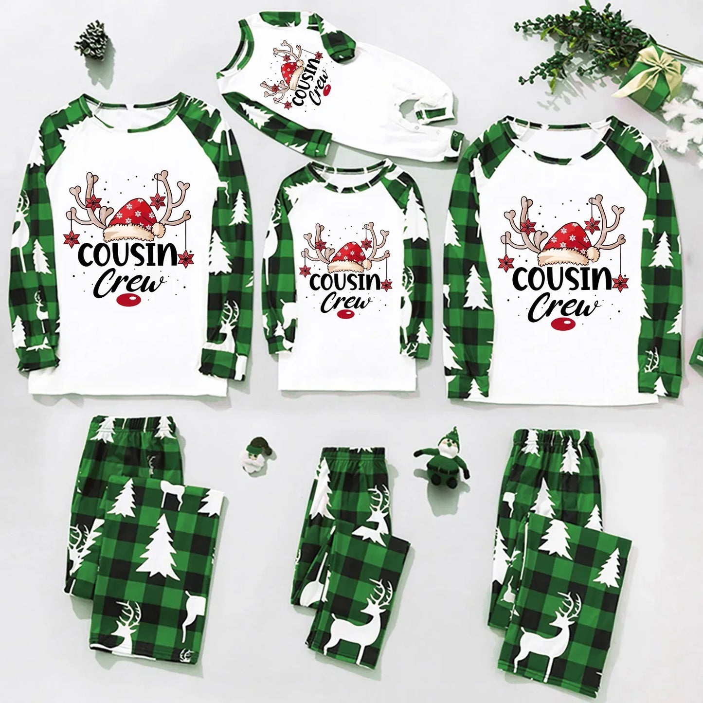 Maxy Christmas Family Look Sleepwear Mom Dad Xmas Family Matching Pajamas Santa Tree Patchwork Shirt Mother Daughter Matching Clothes
