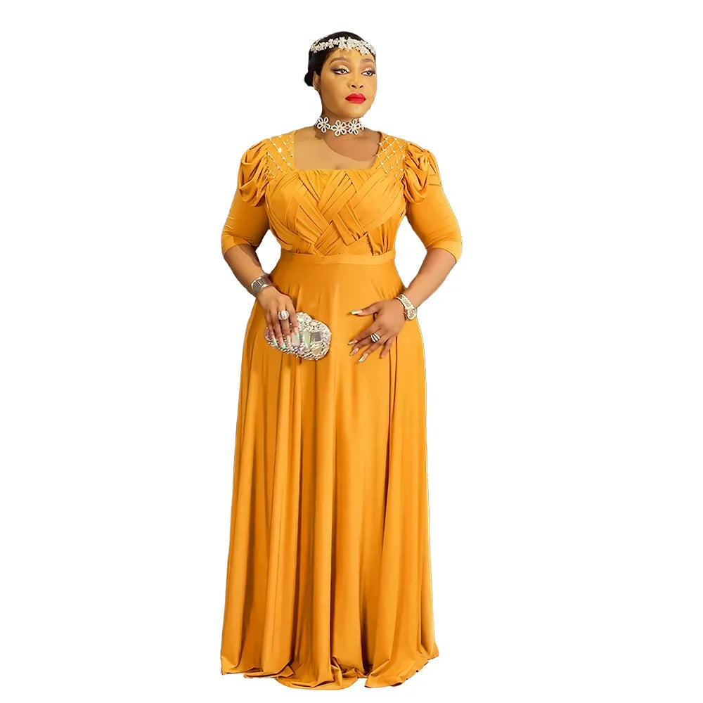 Amay New Luxury Beaded Plus Size Womne Dresses Dashiki Dress Abaya Women Evening Party Dress