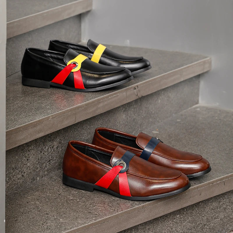 Visco Four-season Fashionable Men Loafers European American Casual Lightweight One-foot Business Versatile Small Leather Shoes Men