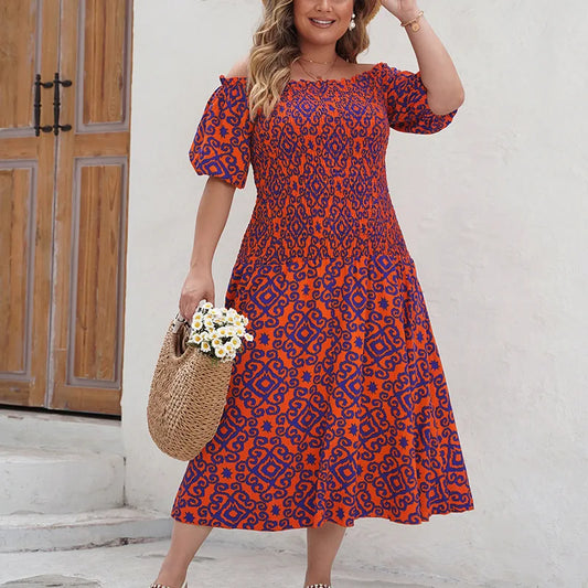 Maxy Independently Developed Designed Printed Dress for Summer Leisure Vacation, One Shoulder Women's Clothing Casual Y2k