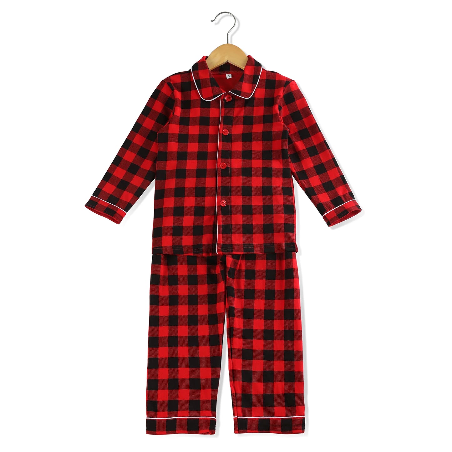 Max Kids red plaid pajamas baby boy and girl pajamas flannel family matching Christmas pajamas sets