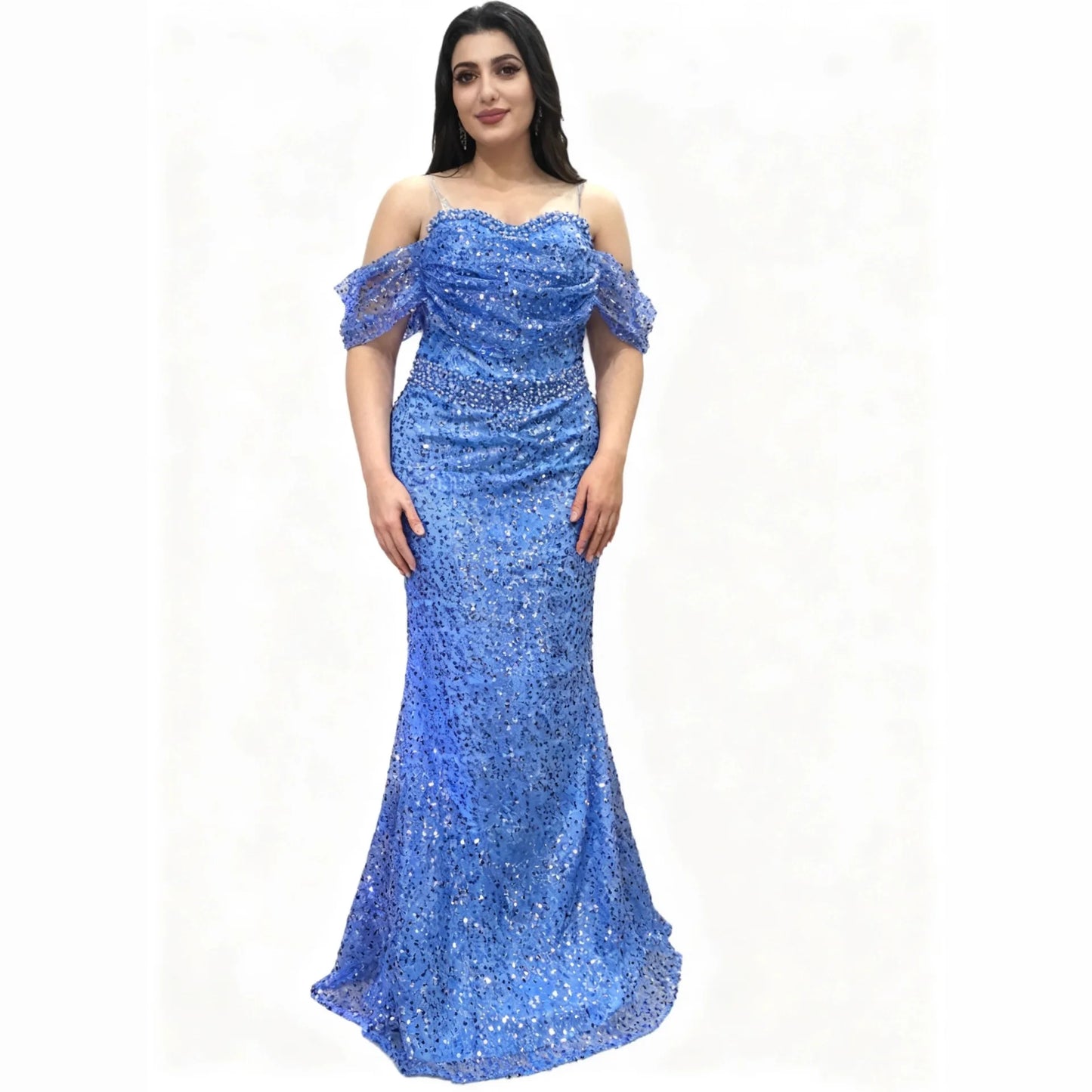 Maxy Plus Size Evening Dresses for Women African Luxury Sequin Gown Elegant Wedding Party Long Dress Ankara Ladies Clothing