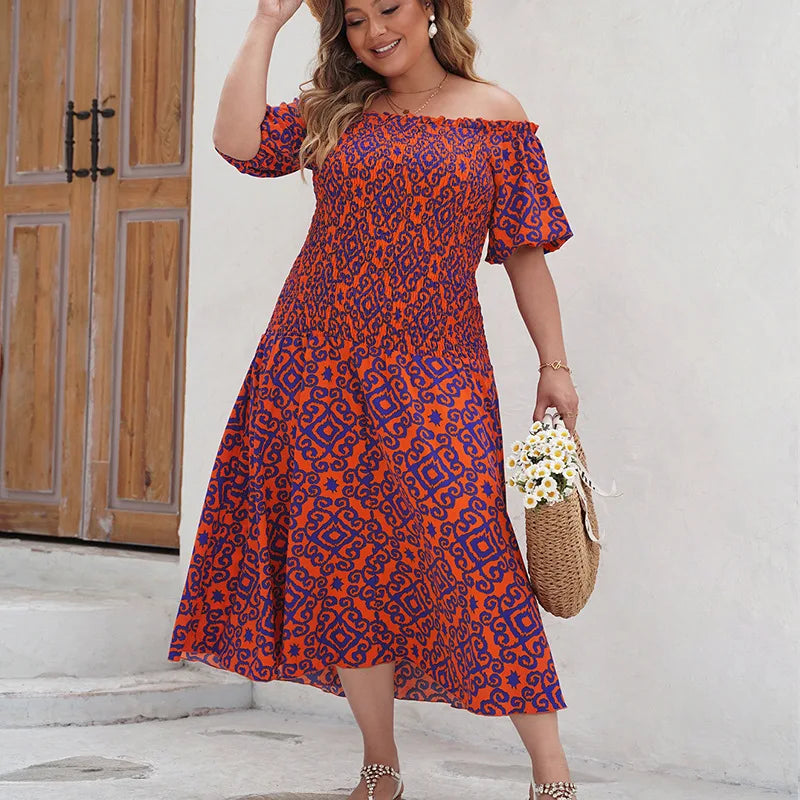 Maxy Independently Developed Designed Printed Dress for Summer Leisure Vacation, One Shoulder Women's Clothing Casual Y2k