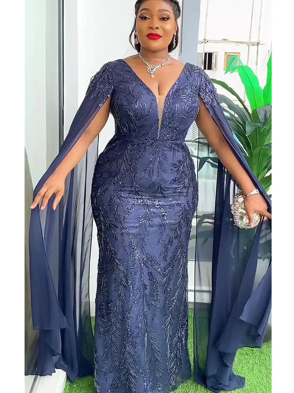 Maxy Plus Size Party Dresses for Women Dashiki Ankara Sequin Wedding Evening Gown Sexy Bodycon Maxy Long Dress Clothes