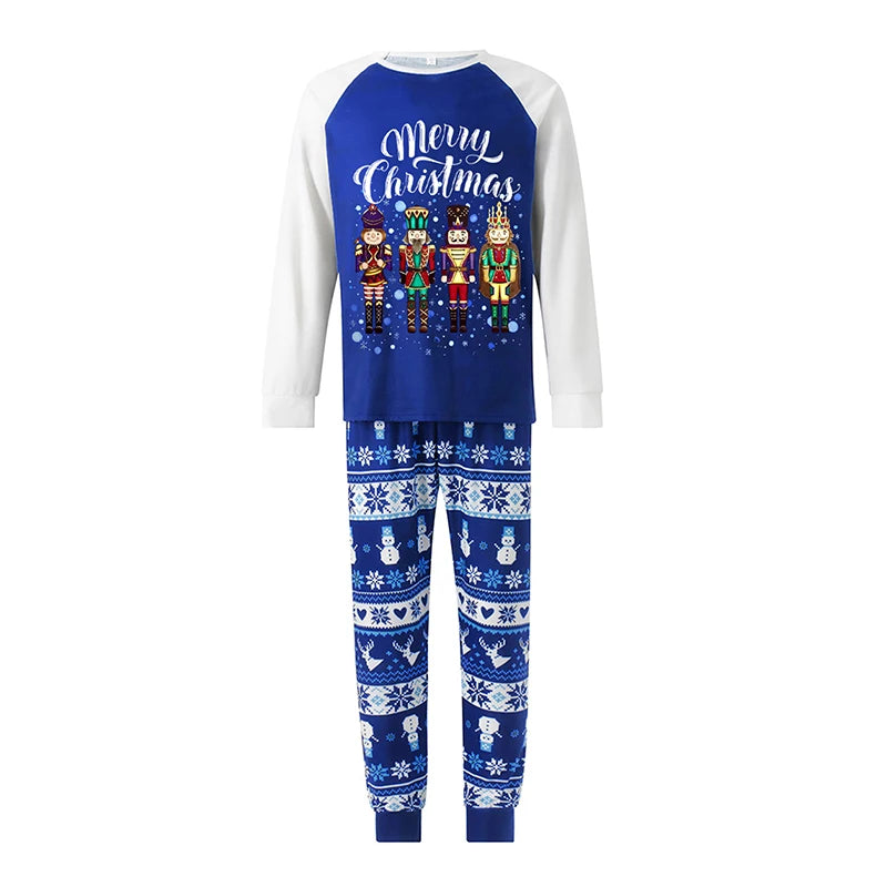 Max Family Matching Christmas Pajama Set Nutcracker Print Raglan Sleeve Tops Elastic Waist Pants Fall Winter Family Xmas Sleepwear