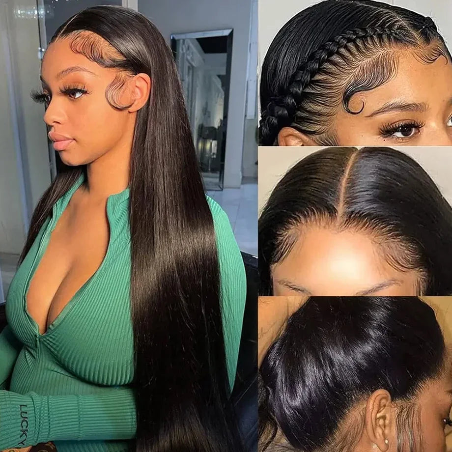 Maxy 13x4 Brazilian Straight HD Transparent Lace Frontal Human Hair Wigs 250% Density Pre Plucked Glueless Wigs Human Hair