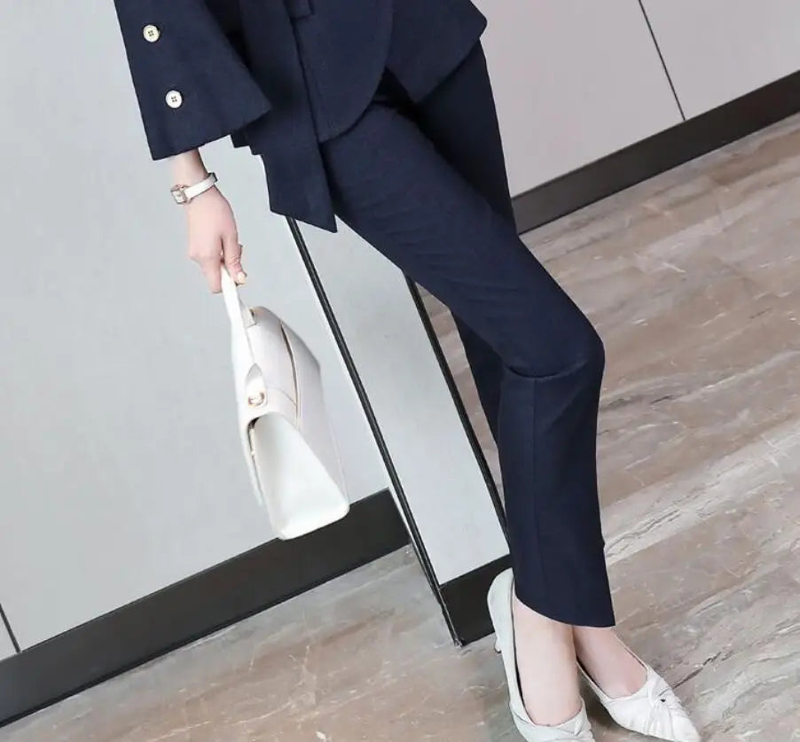 Maxy New Women's Outfits Professional Business Casual Trousers Suit Office Ladies Work Wear Long Sleeve Blazer Pants Two Piece Sets