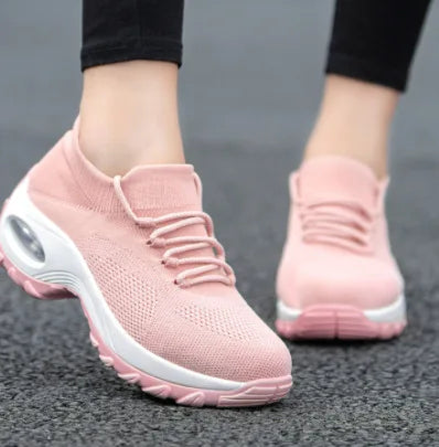 Babs Women Casual Shoes Yellow Walk Shoes Arch Support Casual Sneakers Air Cushion Sport Running Shoes Breathable Autumn Sock Sneaker