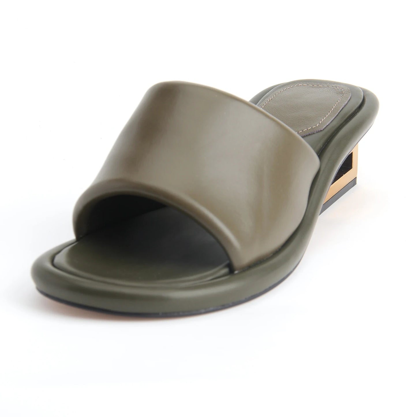 Visco Designer Summer Leather Sandals for Women Luxury Brand Shoes Black Chunky Heel ladies Slipper and Mules Sandals big size 44