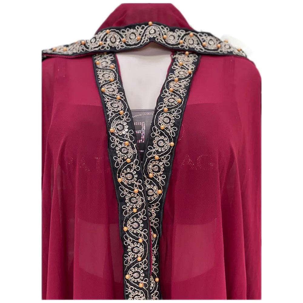 Maxy Morocco Kaftan Dubai Hooded Maxi Dress Bat Sleeve Farasha Kaftan Muslim Women African Open Kimono Boubou Evening Long Gown