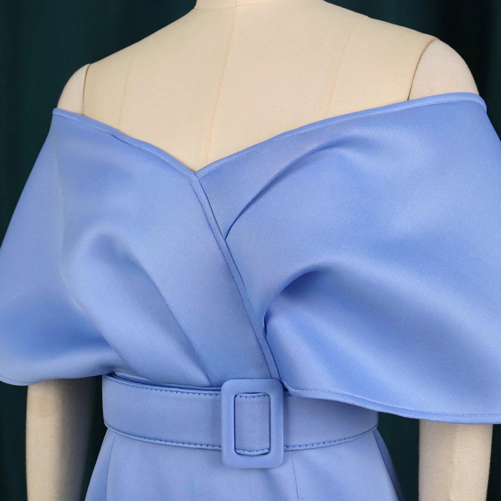 Pencil Dress Women Bare Shoulder Backless Belt Summer Autumn Christmas Party Prom Elegant Lady Wedding Bridesmaid Slim Dresses