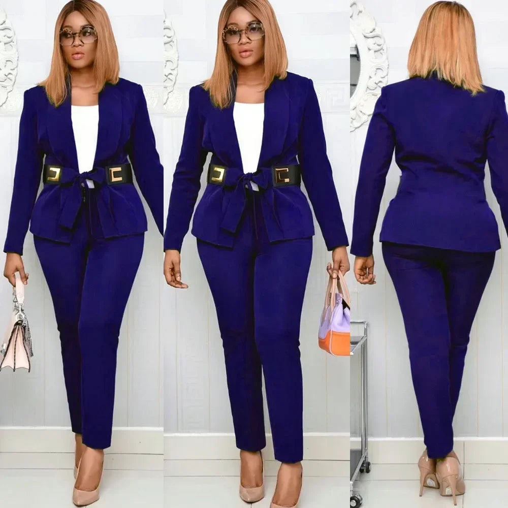 Maxy 2 Piece Set Africa Clothes African Fashion Suit Top and Trousers Super Elastic Party Plus Size For Lady