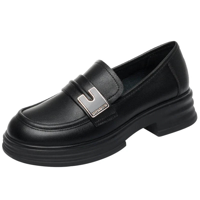 Maxy Chunky Loafers Shoes Spring Women Japanese Style Slip On Black Single Pumps Shoes Women Fashion Girls Thick Sole Heel