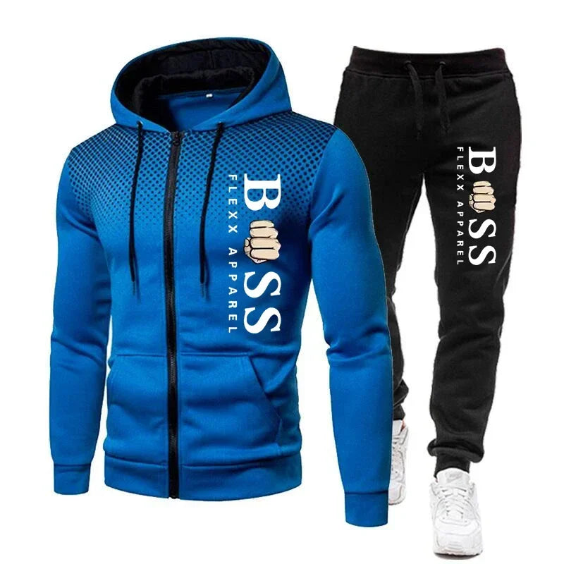 Visco New Men Tracksuits Men Sets Sweatshirt +sweatpants Tracksuit Zipper Stand Collar Sports Suit Jogging Fitness Men Clothing