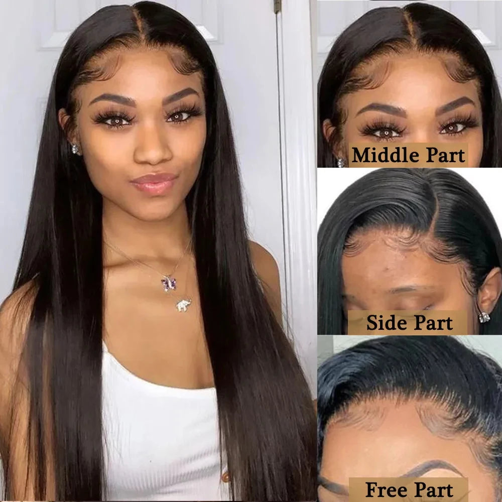 Maxy So Great 13x4 Lace Frontal Bone Straight Human Hair Wigs 13x6 Hd Lace Frontal Wig Straight Natural Black Wig Pre-Pluck For Women