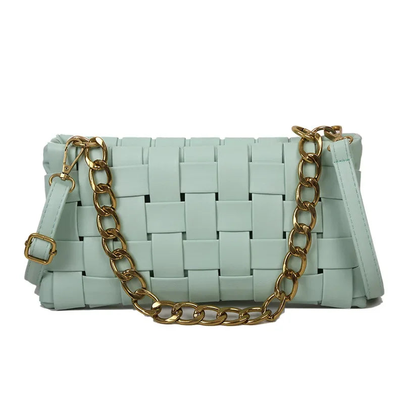 Maxy  New Trend Wild Metallic Braid Women Ladies Design Messenger Small Square Bag Luxury Handbag