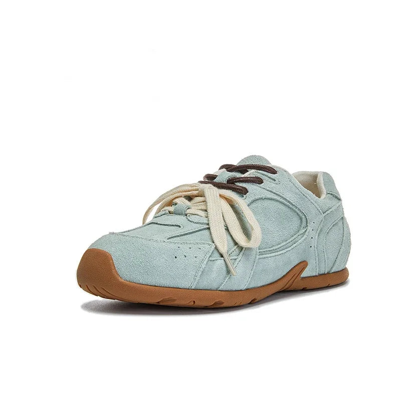 Maxy Autumn Women Genuine Leather Casual Sport Shoes Girl Flat Shoes Comfortable Lace-up Sneaker