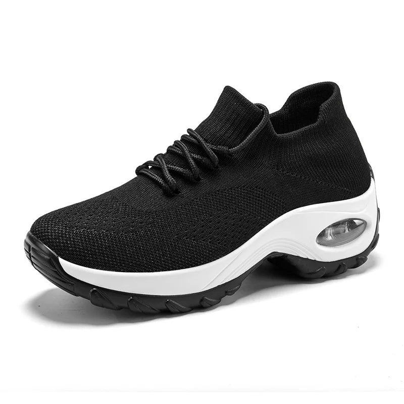 Babs Women Casual Shoes Yellow Walk Shoes Arch Support Casual Sneakers Air Cushion Sport Running Shoes Breathable Autumn Sock Sneaker