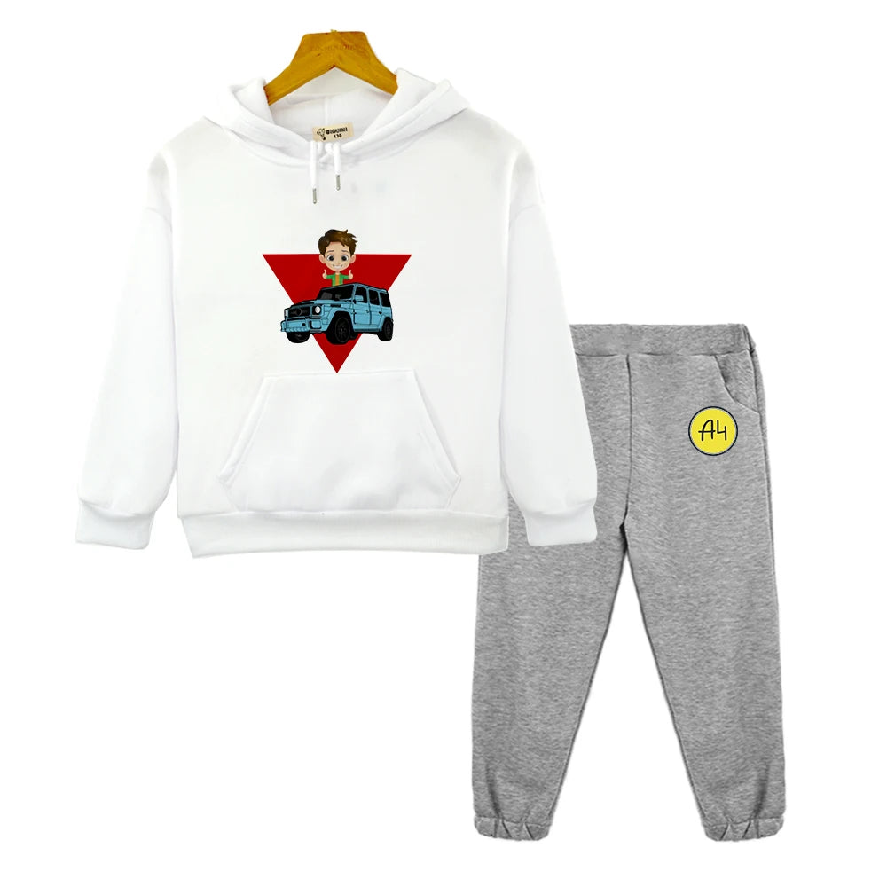 Maxy Kids Merch A4 Hoodie for Boy Suit мерч а4 Sweatshirt with Hood Children Costume Set Child Toddler Girl Winter Clothes Top Pants