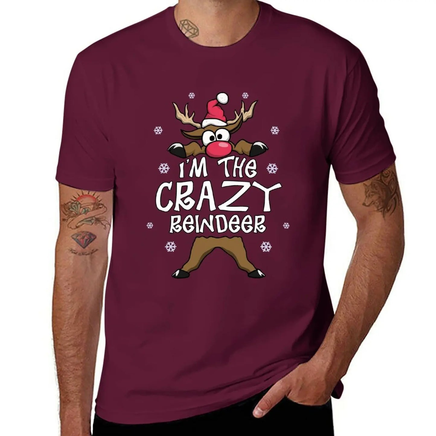 I’m The Crazy Reindeer Family Matching Christmas Pajamas T-Shirt Tee shirt korean fashion fitted t shirts for men