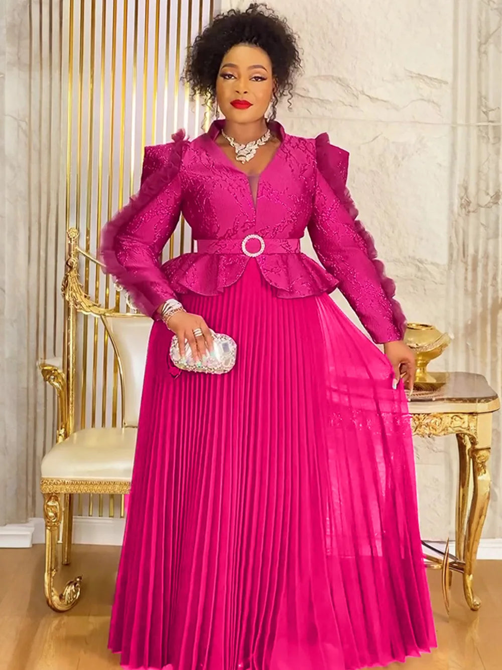 Amay Plus Size Evening Dresses for Women Luxury Gown Elegant Muslim Wedding Party Long Dress Ankara Ladies Clothing