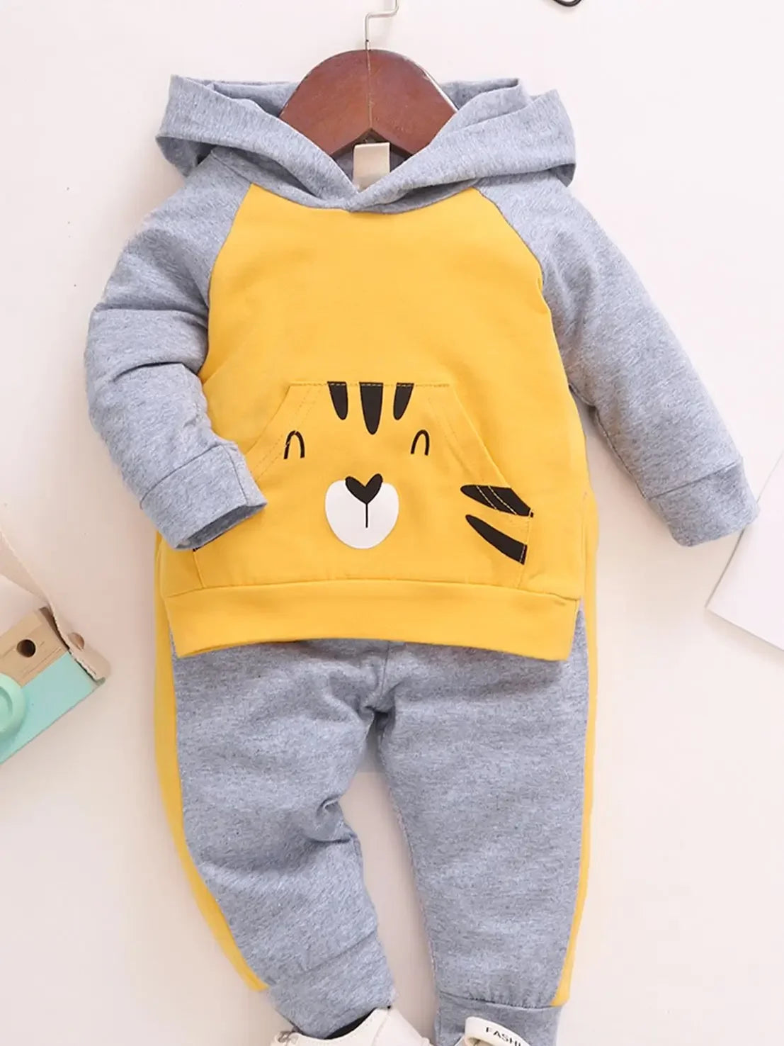 Babs 3-24 Months Toddler Baby Boy Girl Clothes Set Cartoon Tiger Long Sleeve Hoodie Top + Pants Autumn Winter Cute 2PCS Outfit Suit