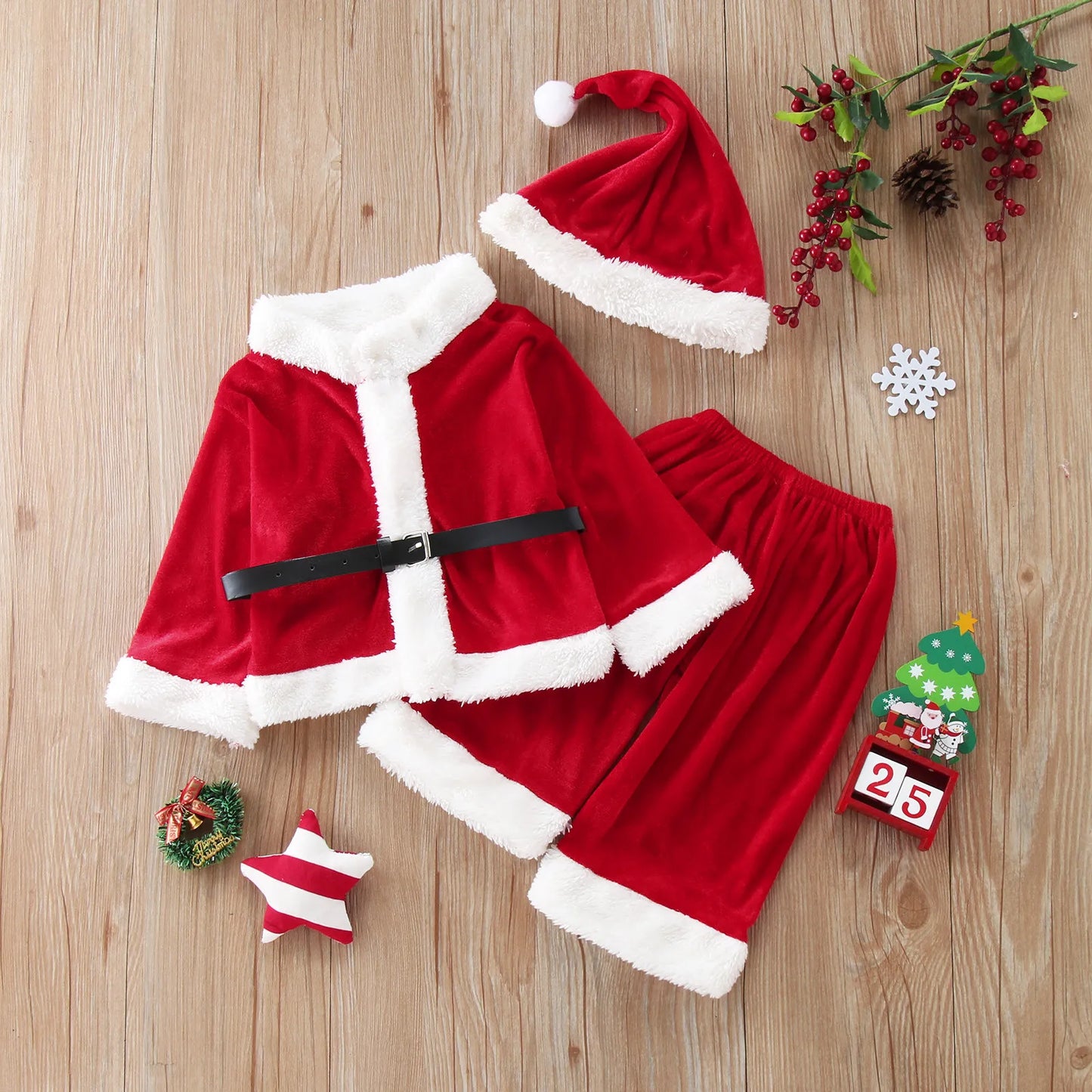 Maxy Christmas Baby Clothes Kids Santa Claus Cosplay Costume Boys Long Sleeve Clothes Toddler Cute Infant Winter Outwear Costumes
