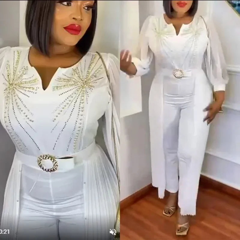 Maxy 2 Piece Set Africa Clothes 2024 African New Dashiki Fashion Suit Top and Trousers Pants Suits Party Plus Size For Lady