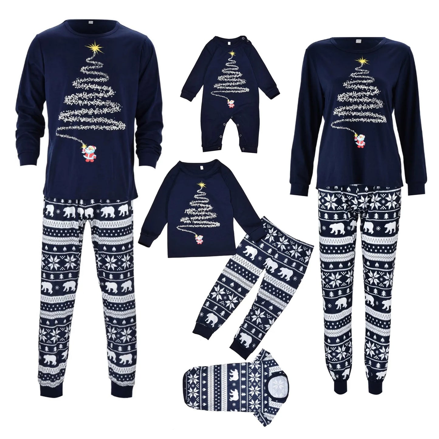 Family Matching New Year Autumn Winter Christmas Print Leisure Party Pajamas 2 Piece Set Long Sleeve O-Neck Parent Child Outfits