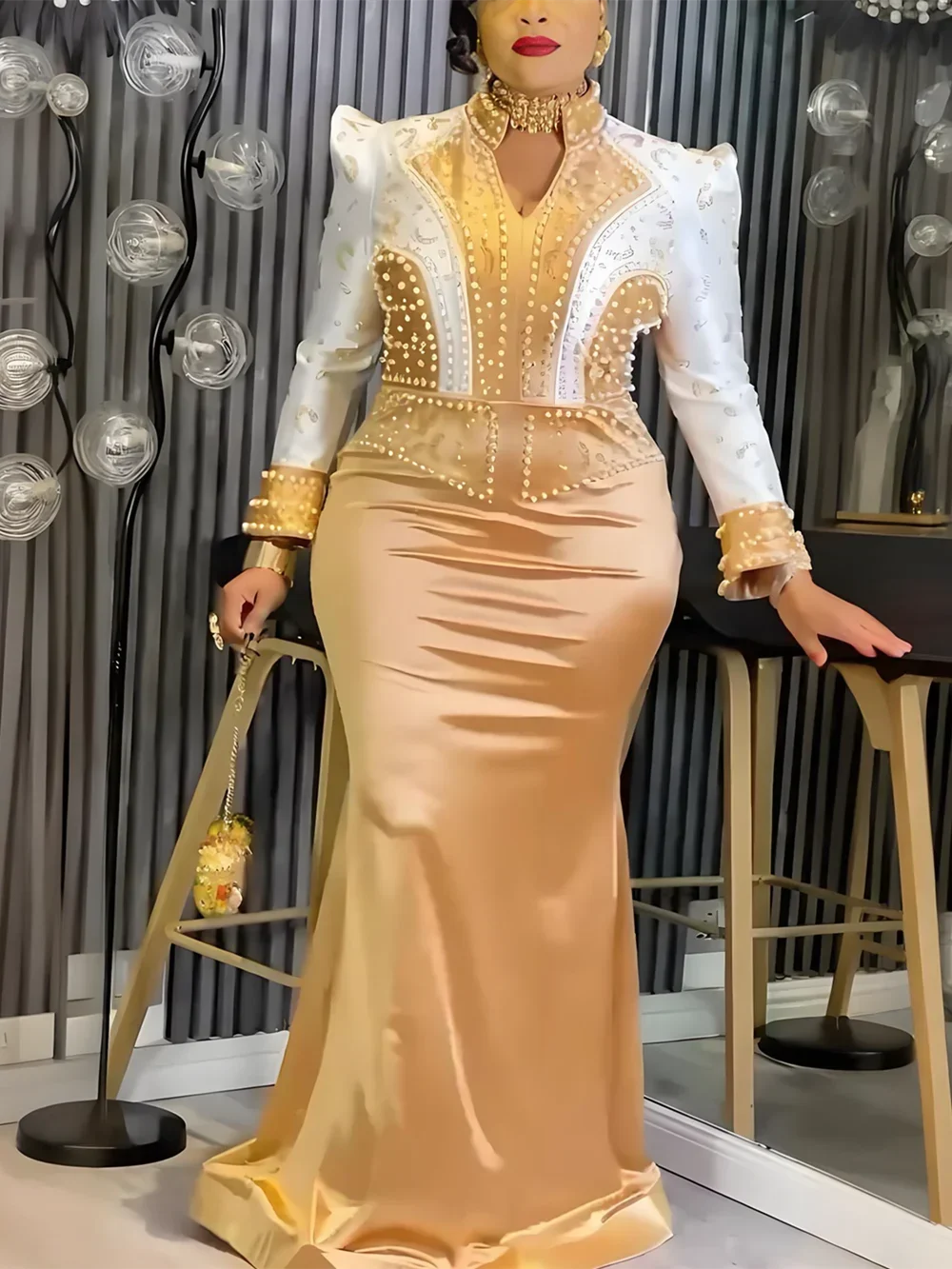 Maxy Plus Size Evening Dresses for Women African Luxury Gown Elegant Muslim Wedding Party Long Dress Ankara Ladies Clothing Outfits