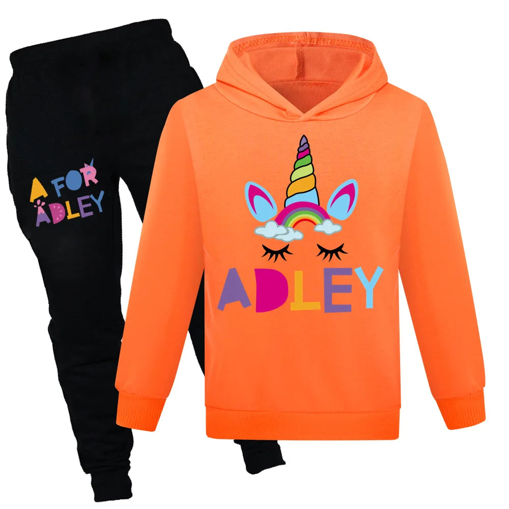 Maxy Children's Clothing A for Adley Girls Boys Clothes Sets Spring Fall Long Sleeve Sweatshirt+Pants Suits Baby 2pcs Girls Set
