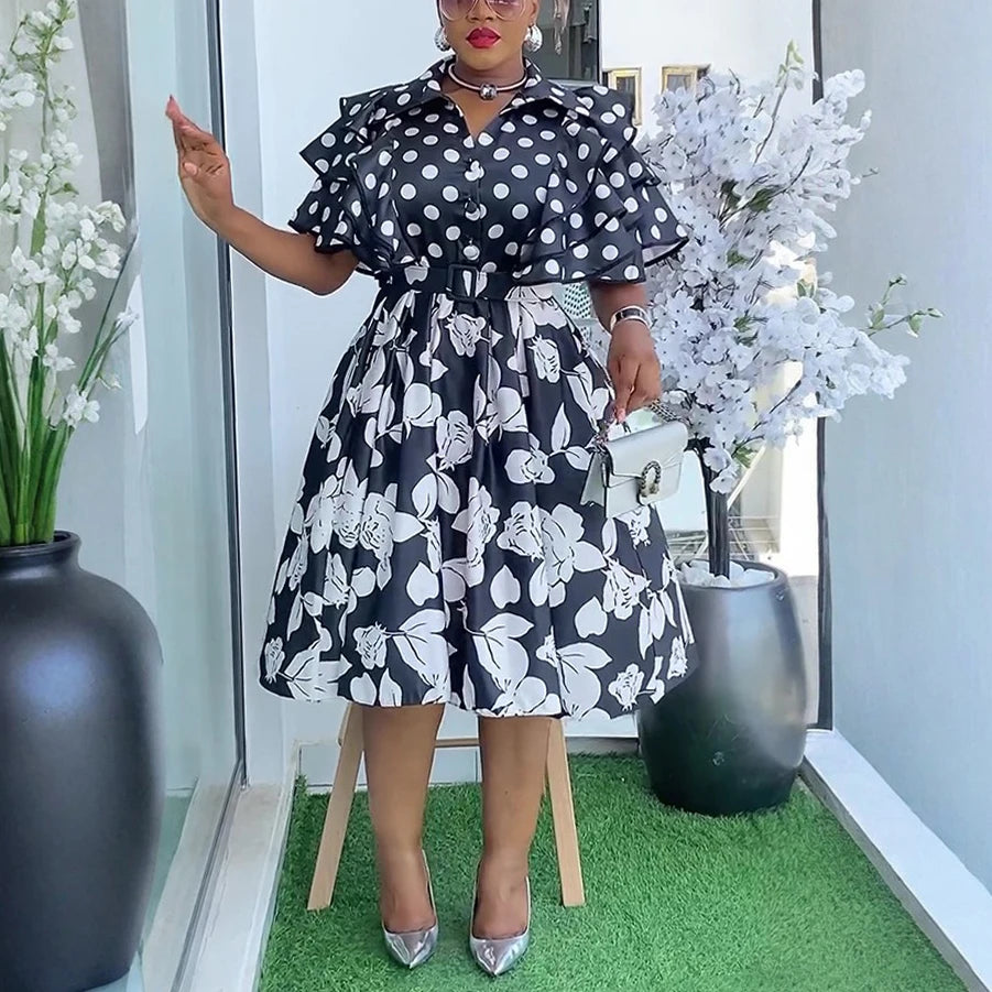 Amay Elegant Dresses Print for Women New Plus Size Fashion Dashiki Ankara Turkey Wedding Party Birthday Robe Dress Maxy