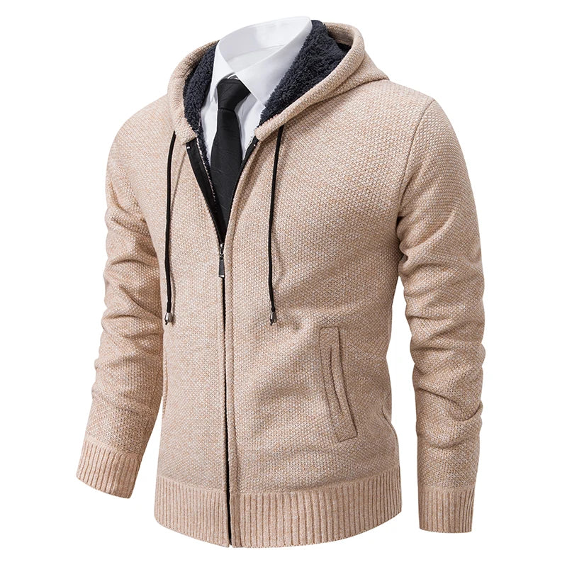 Visco Autumn And Winter New Jersey Men's Casual Sports Coat Solid Color Stand Collar Wweater Grab Fleece Warm Zipper Cardigan