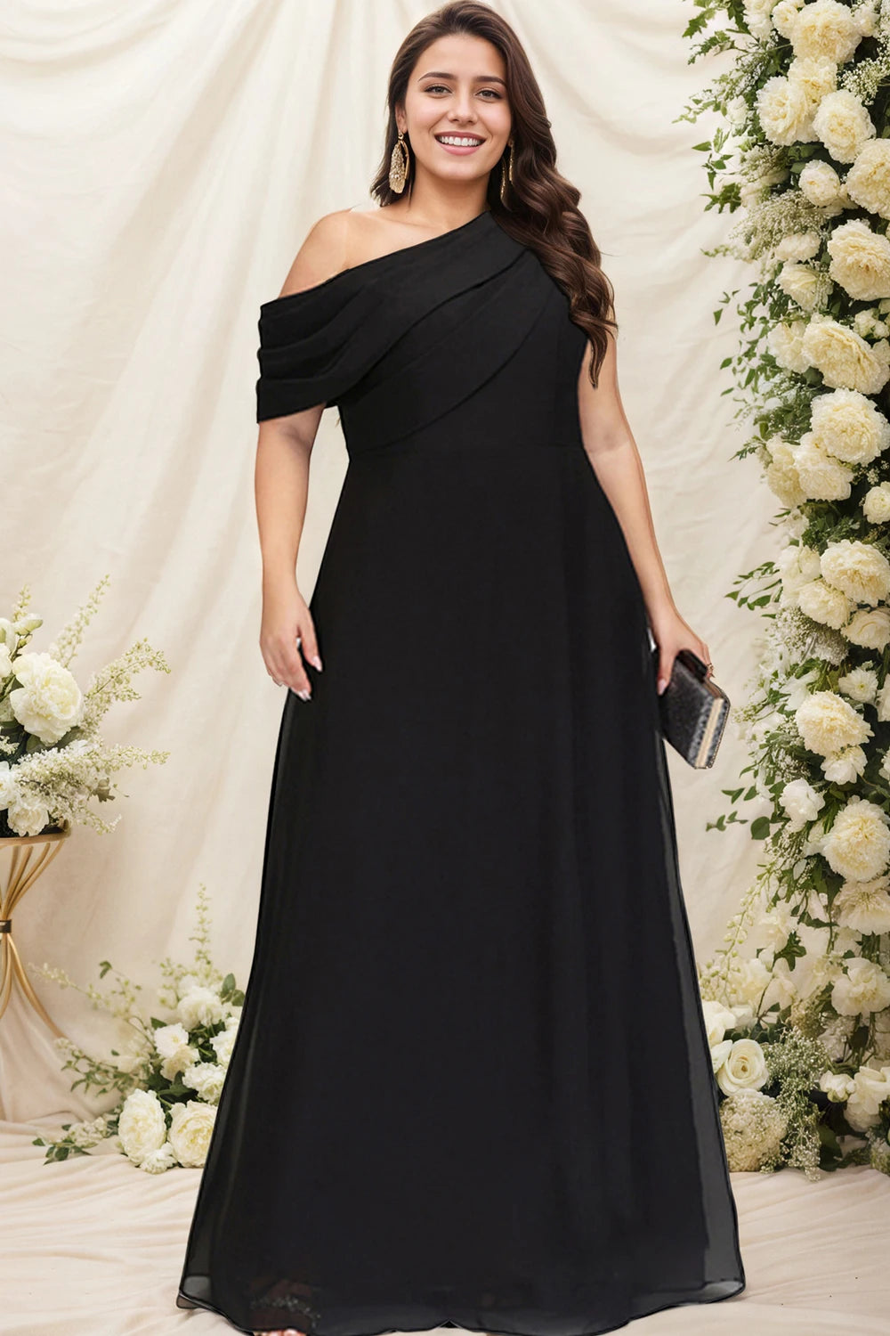 Maxy Women's Off Shoulder Chiffon Plus Size Dress Elegant Evening Casual Crew Neck Party Wedding Guest Summer Maxy Dresses