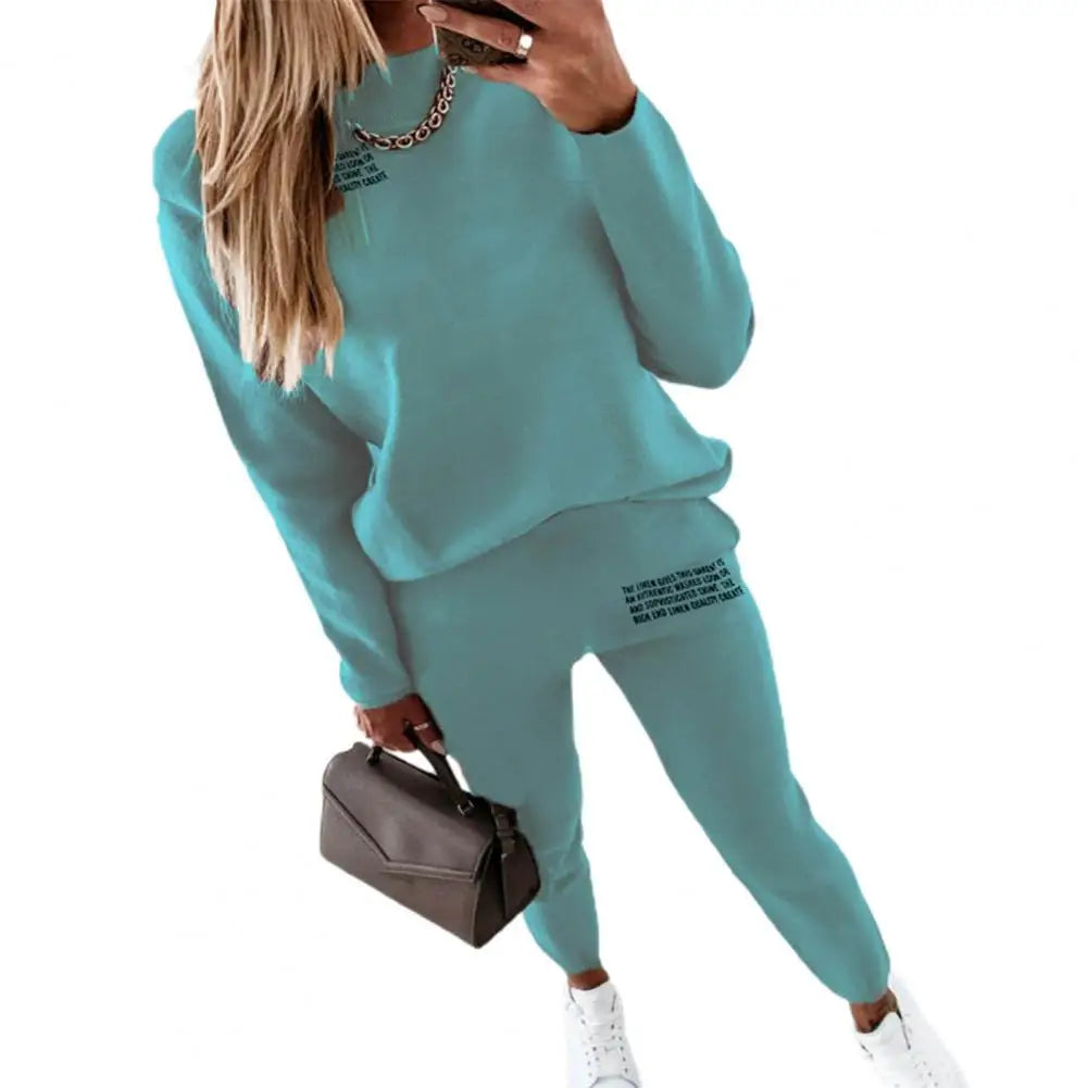 Amay Women's Tracksuit Casual Solid Long Sleeve Sport Suits Autumn Warm Sweatshirts and Long Pant Fleece Two Piece Sets