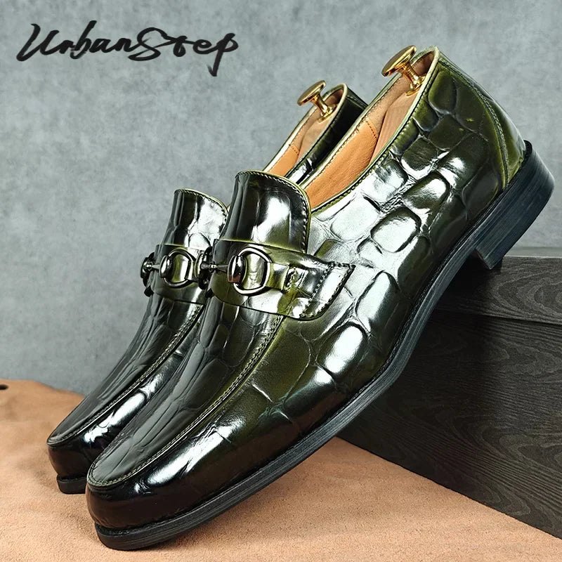Maxy Luxury Mens Leather Shoes Genuine Leather Horsebit Loafers Moccasin Social Casual Shoes Wedding Formal Dress Driving Men Shoes