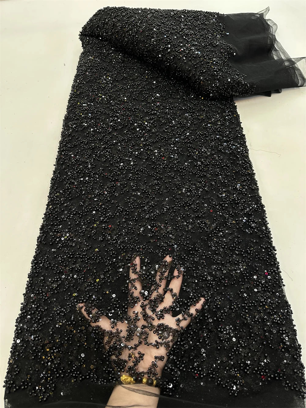 Maxy Fashion African Lace Fabric High Quality French Beaded Luxury Tulle Lace Nigerian Sequins Net Lace Fabric For Wedding Dress