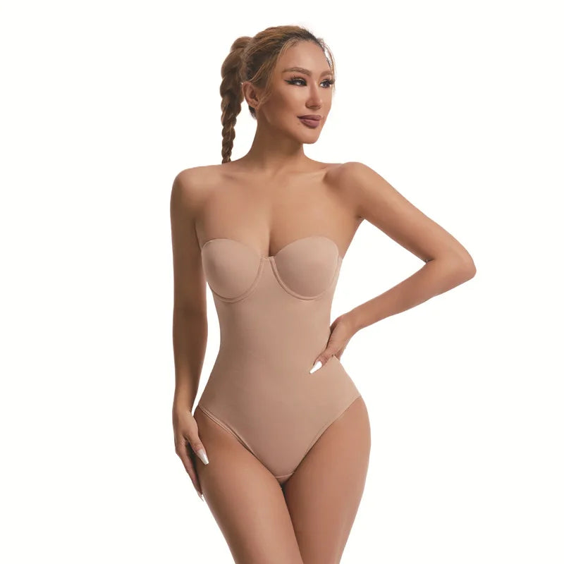 Maxy Cross-Border Plus Size Seamless One-Piece Shapewear Dress Special Strapless Corset Waist Cincher Hip Lifter with Bra
