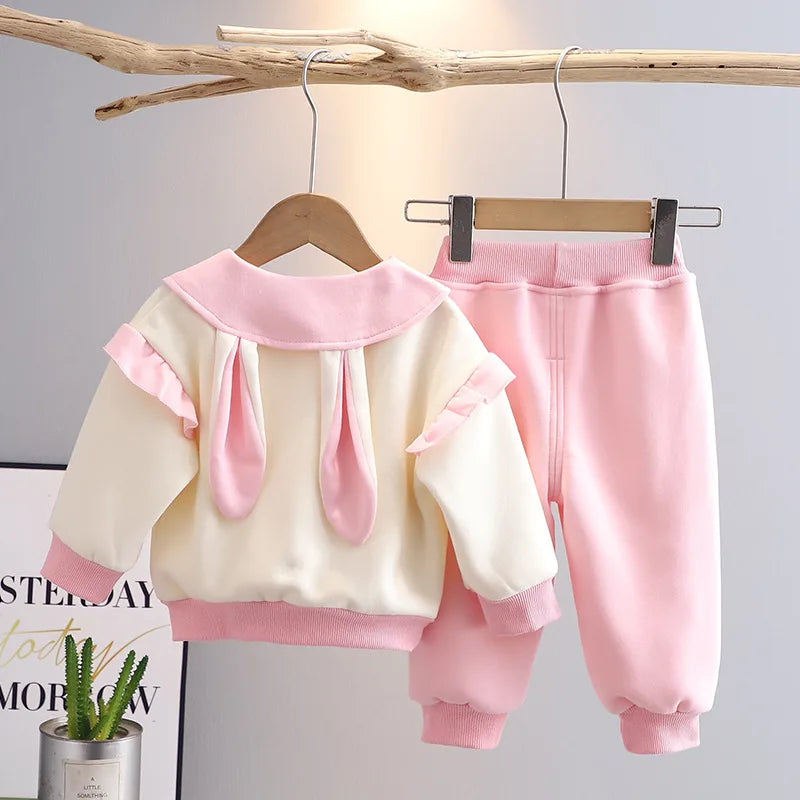 Maxy New Autumn winter Baby Clothes Children Girls Thick Warm T-Shirt Pants 2Pcs/Sets Kids Clothing Infant Costume Toddler Tracksuits