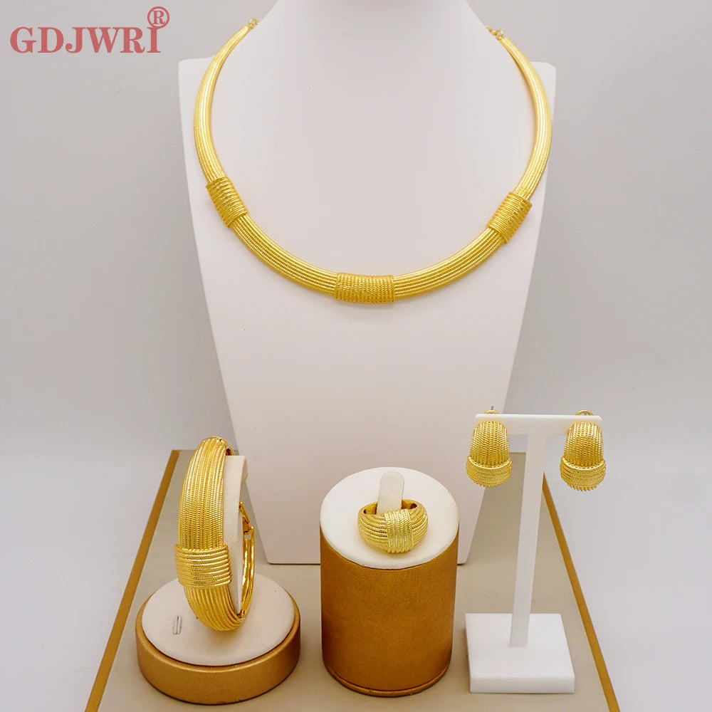 Maxy Luxury Gold Design Jewelry Set for Women Bridal Fashion Jewellery Sets Wedding Necklace and Earrings African Banquet Gift