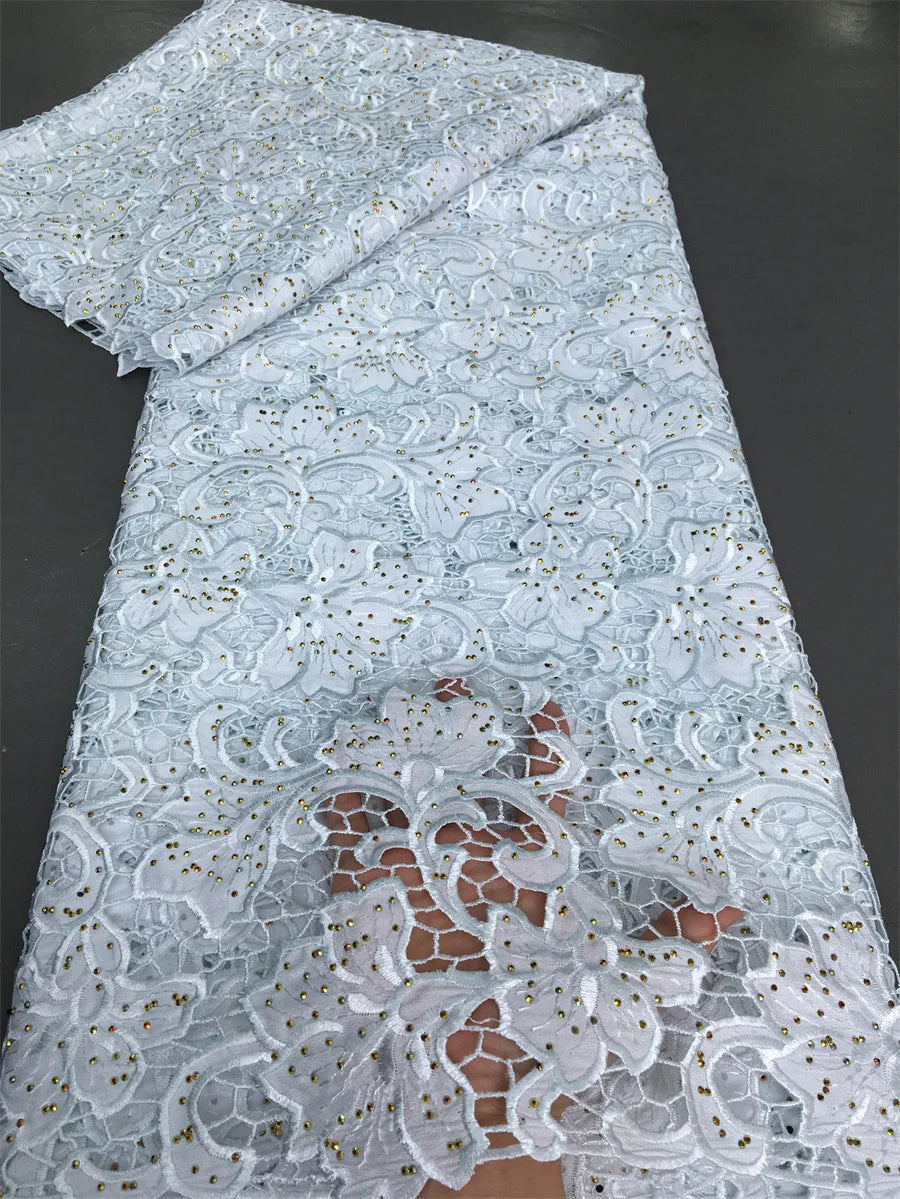 Maxy Swiss Cotton In Switzerland Lace African Lace Embroidered Fabrics for diy Elegant Sewing For Women Wedding Dresses,2.5yards 4021