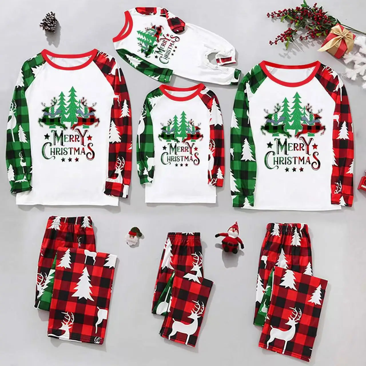 Gaxy Letter Pattern Family Christmas Pajamas Set Mom Dad Kids Matching Clothing Soft Casual Sleepwear Baby&Dog Romper Xmas Look