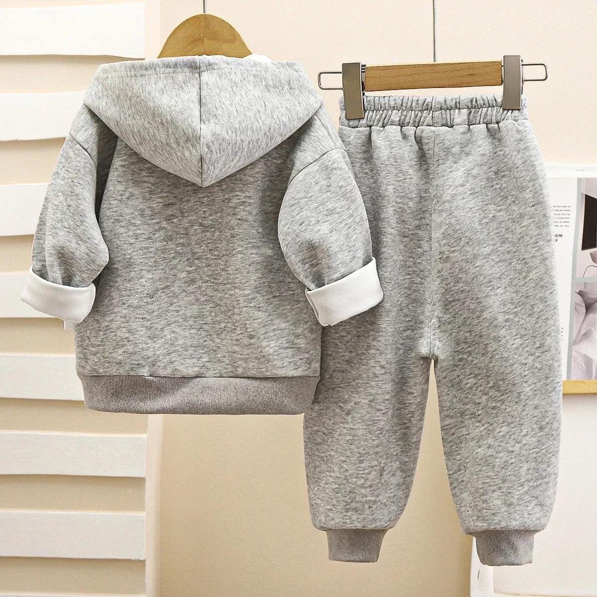 New Autumn Winter Kids Sportswear Children Cartoon Bear Hooded Zipper Hoodies Sweatshirt + Pants Boys Girls Casual Clothing Sets